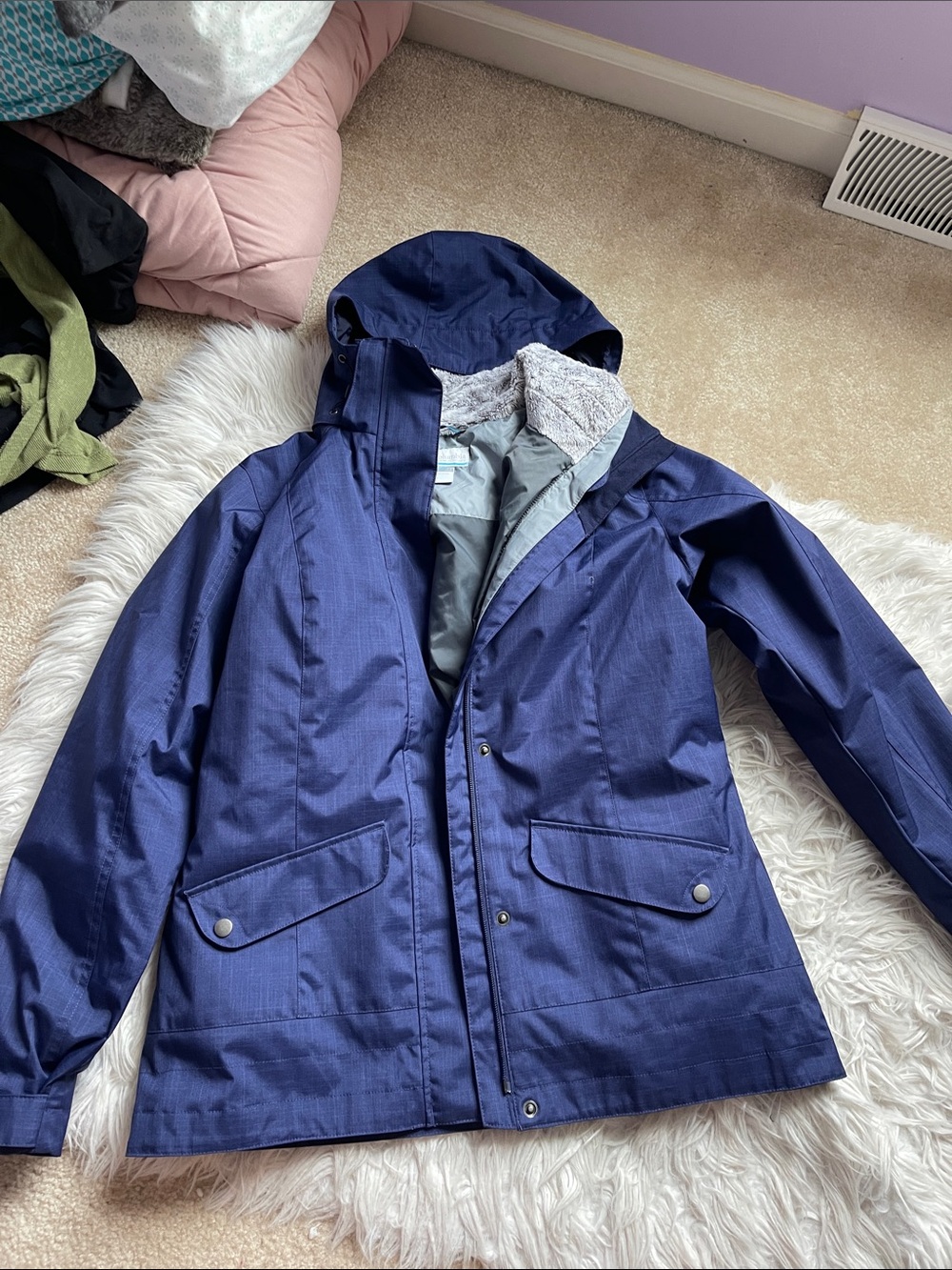 Women’s Waterproof Hooded Jacket in Navy Blue